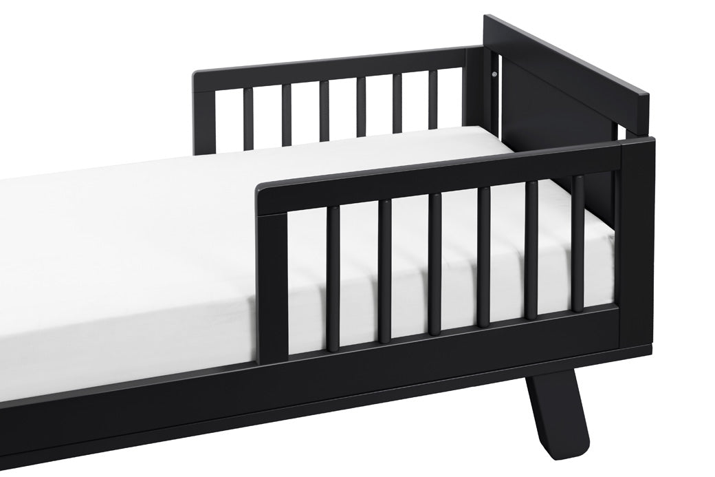 Right side view of assembled Junior Bed Conversion Kit For Hudson And Scoot Crib in -- Color_Black