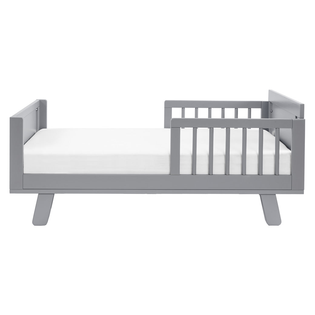 Side view of Junior Bed Conversion Kit For Hudson And Scoot Crib with mattress in -- Color_Grey
