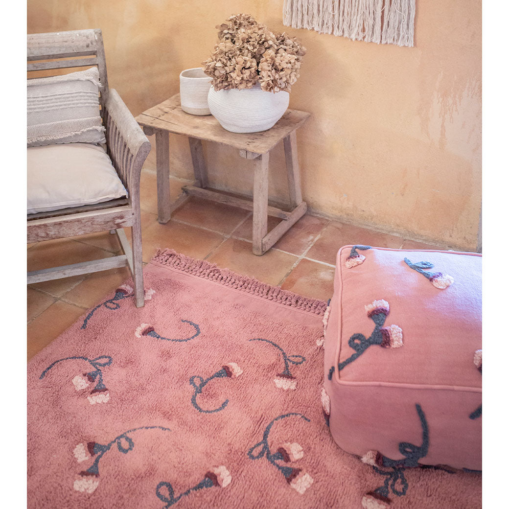 English Garden Ash Rose Pouffe