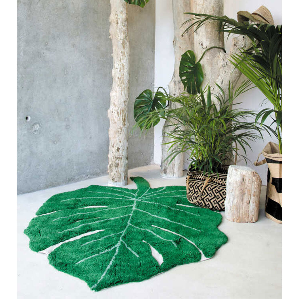 No.576 オーダーマスク　ハワイアン　モンステラ　ホヌ　カメ　グリーン Lorena Canals Monstera Leaf Washable Rug | Modern Nursery™