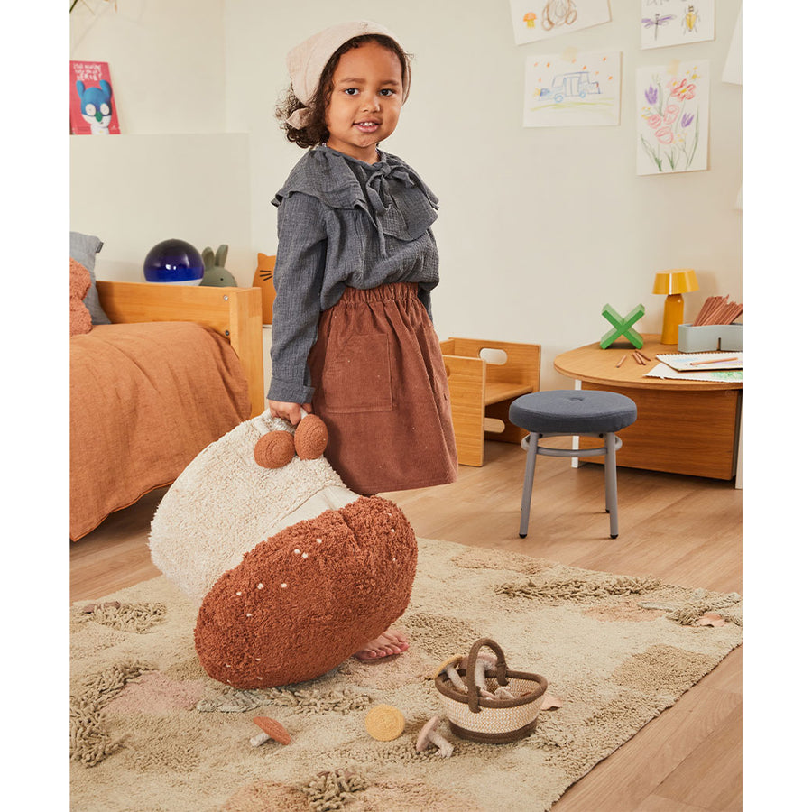 Knorrotys Canapé Enfant Dépliable Forest Marron – Convertible, Mousse Souple, Housse Coton Lavable, Charge Max 30 Kg