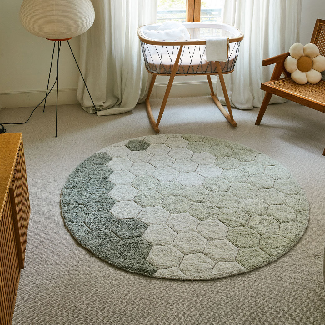 Round Honeycomb Washable Rug