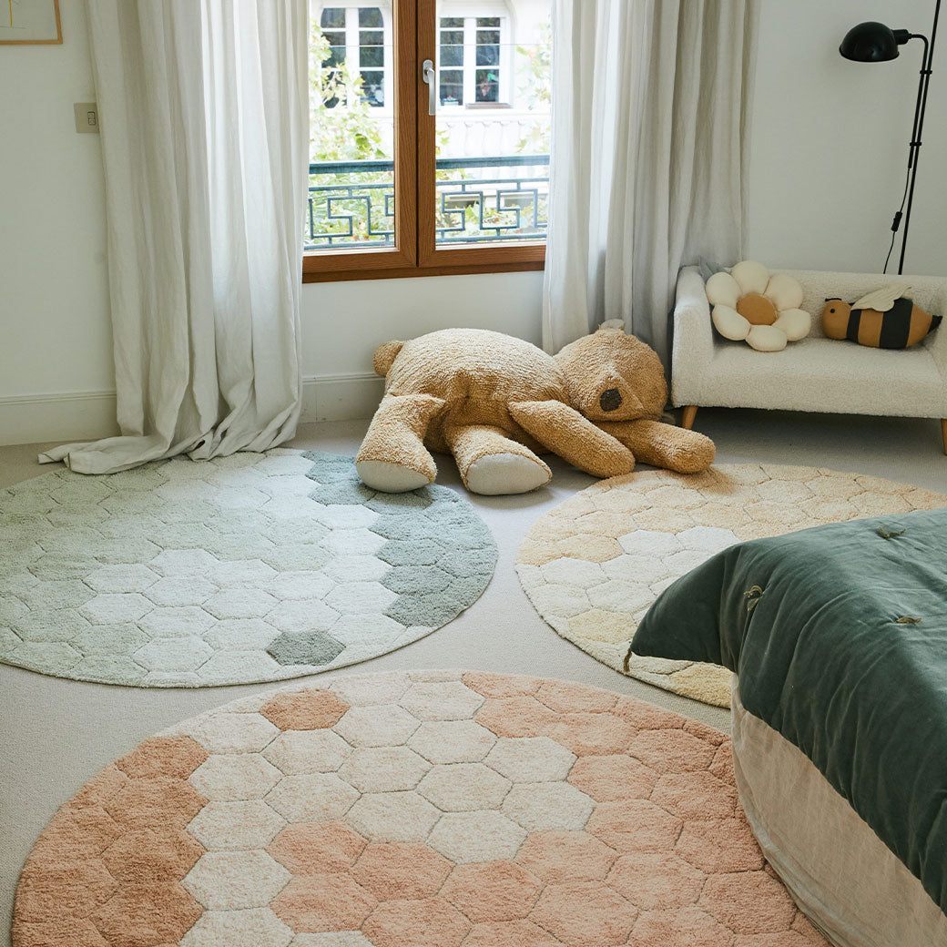 Round Honeycomb Washable Rug
