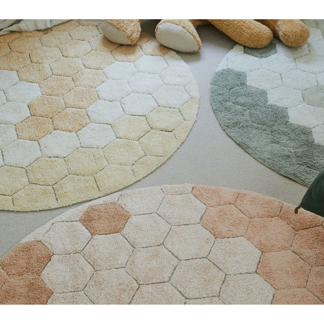 Round Honeycomb Washable Rug