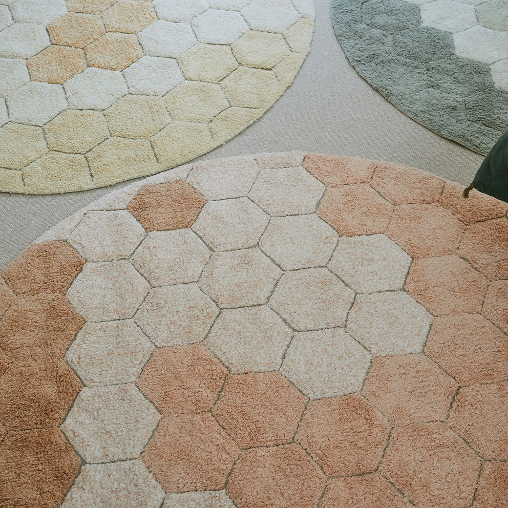 Round Honeycomb Washable Rug