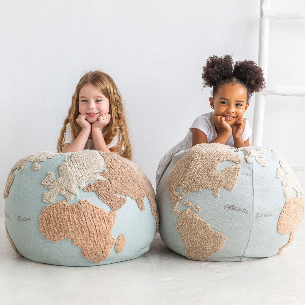 World Map Round Pouffe
