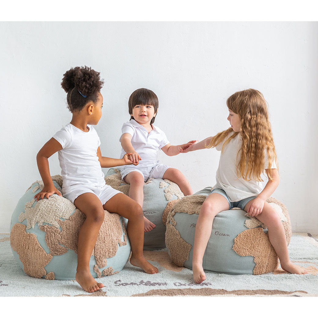 World Map Round Pouffe