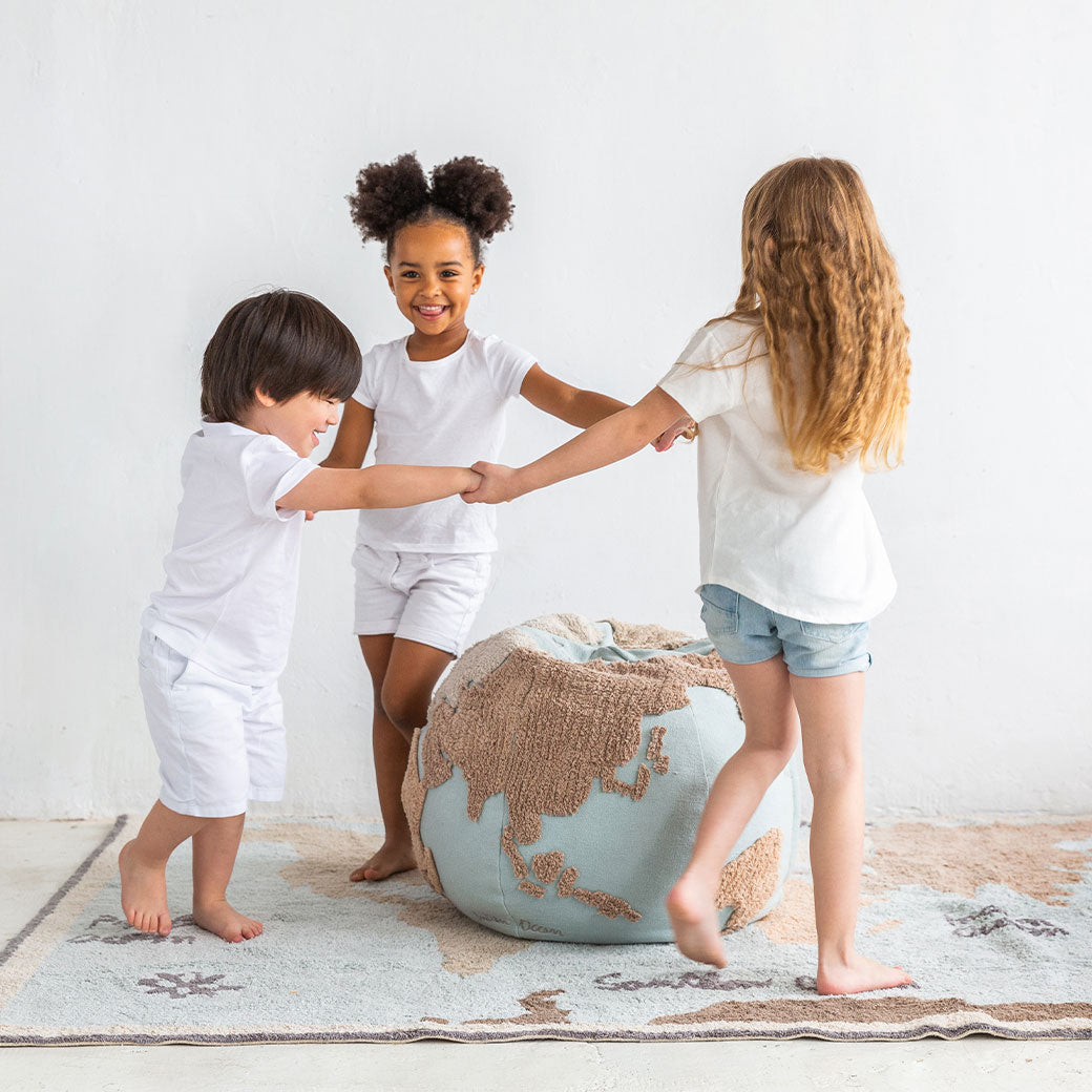 World Map Round Pouffe