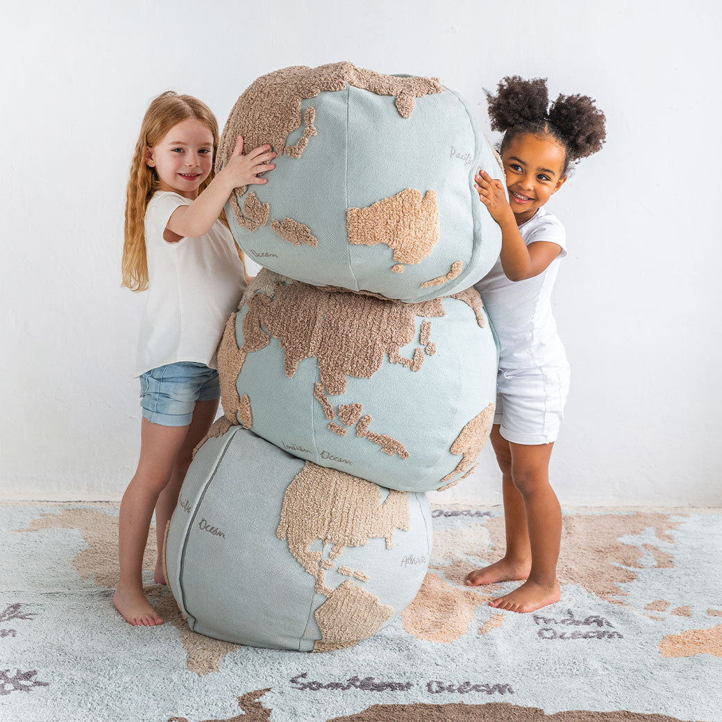 World Map Round Pouffe