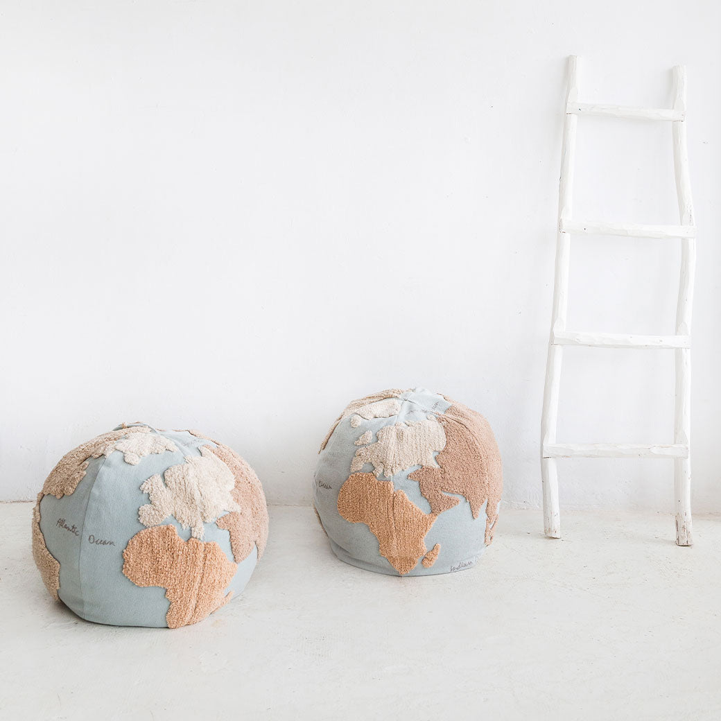 World Map Round Pouffe