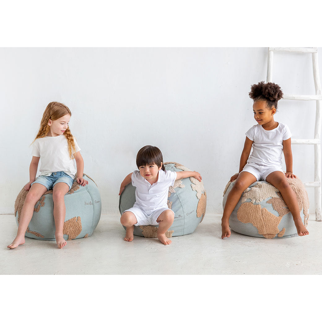 World Map Round Pouffe