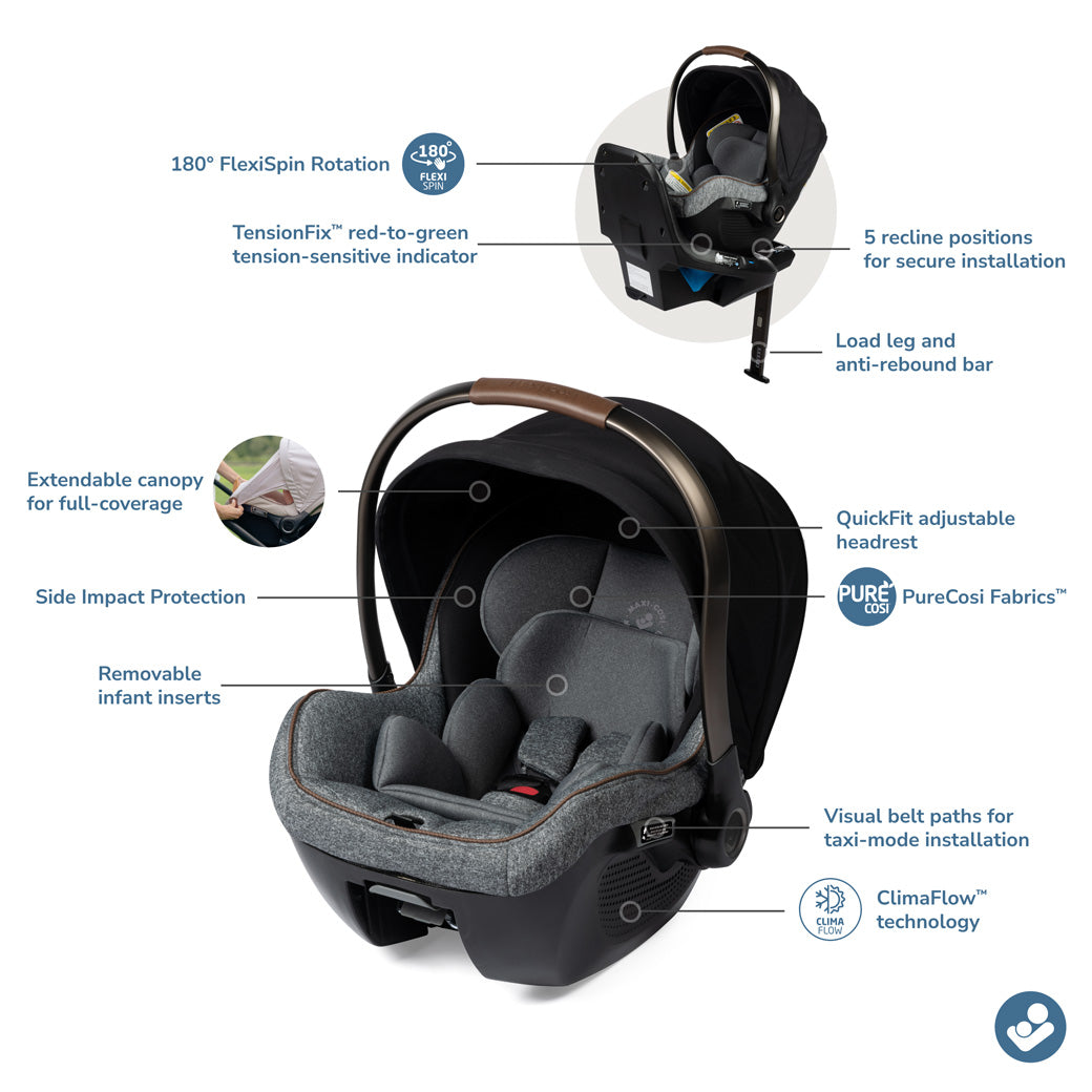 maxi cosi clima flow Maxi-Cosi Peri 180 Rotating Infant Car Seat, Desert Wonder