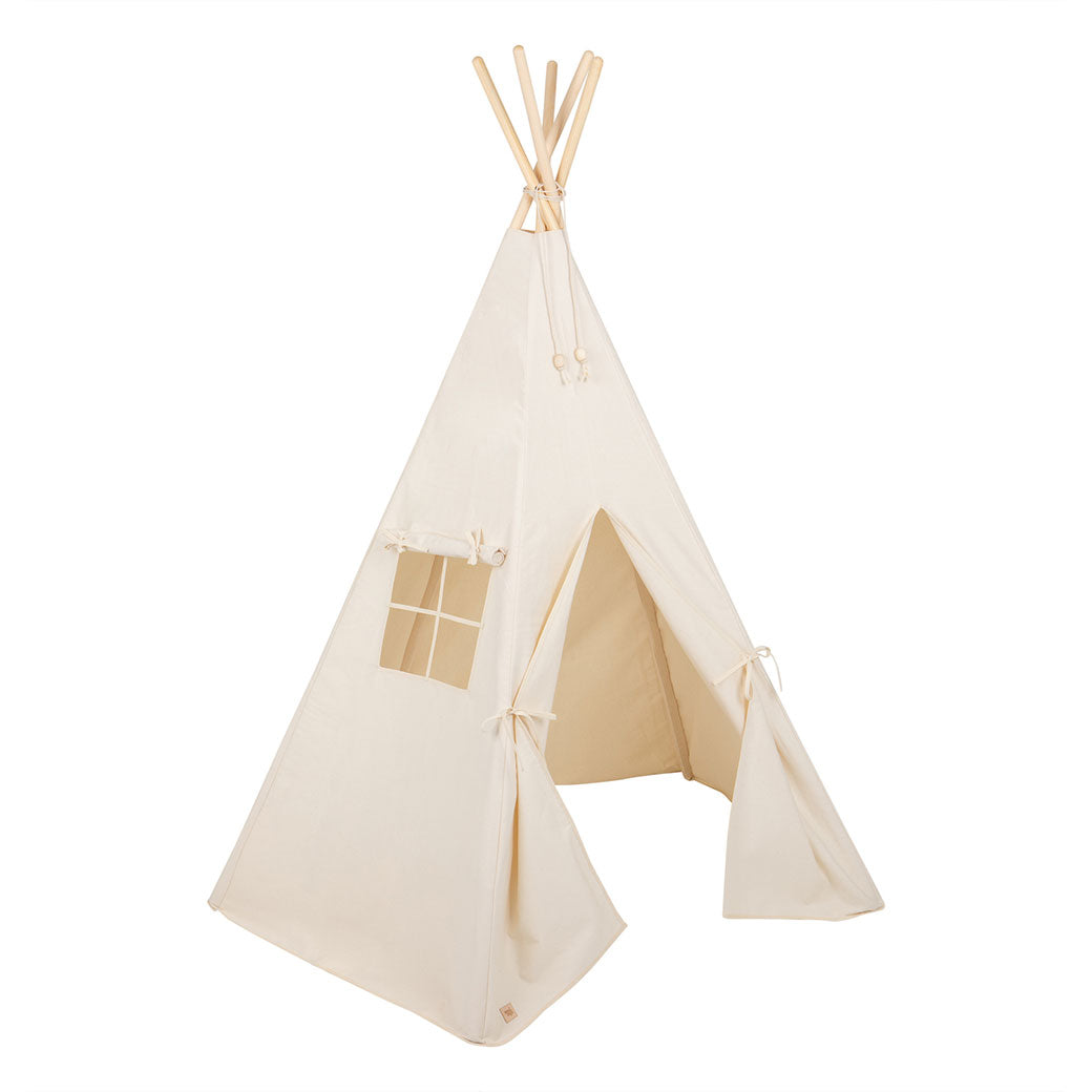 “Beige” Teepee and Grey Linen Round Mat Set