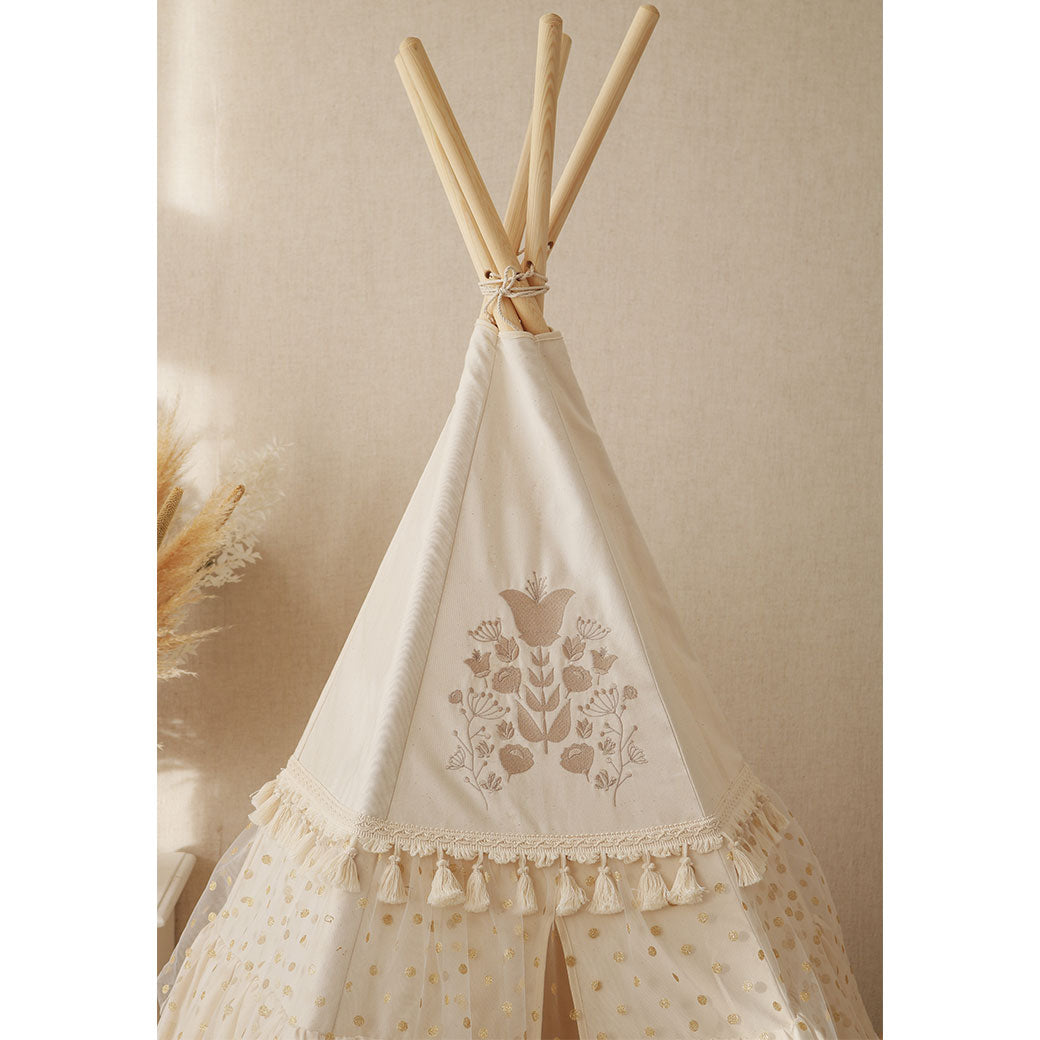 Teepee Tent with Frills and Mat Set