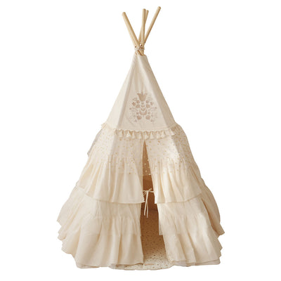 Teepee Tent with Frills and Mat Set