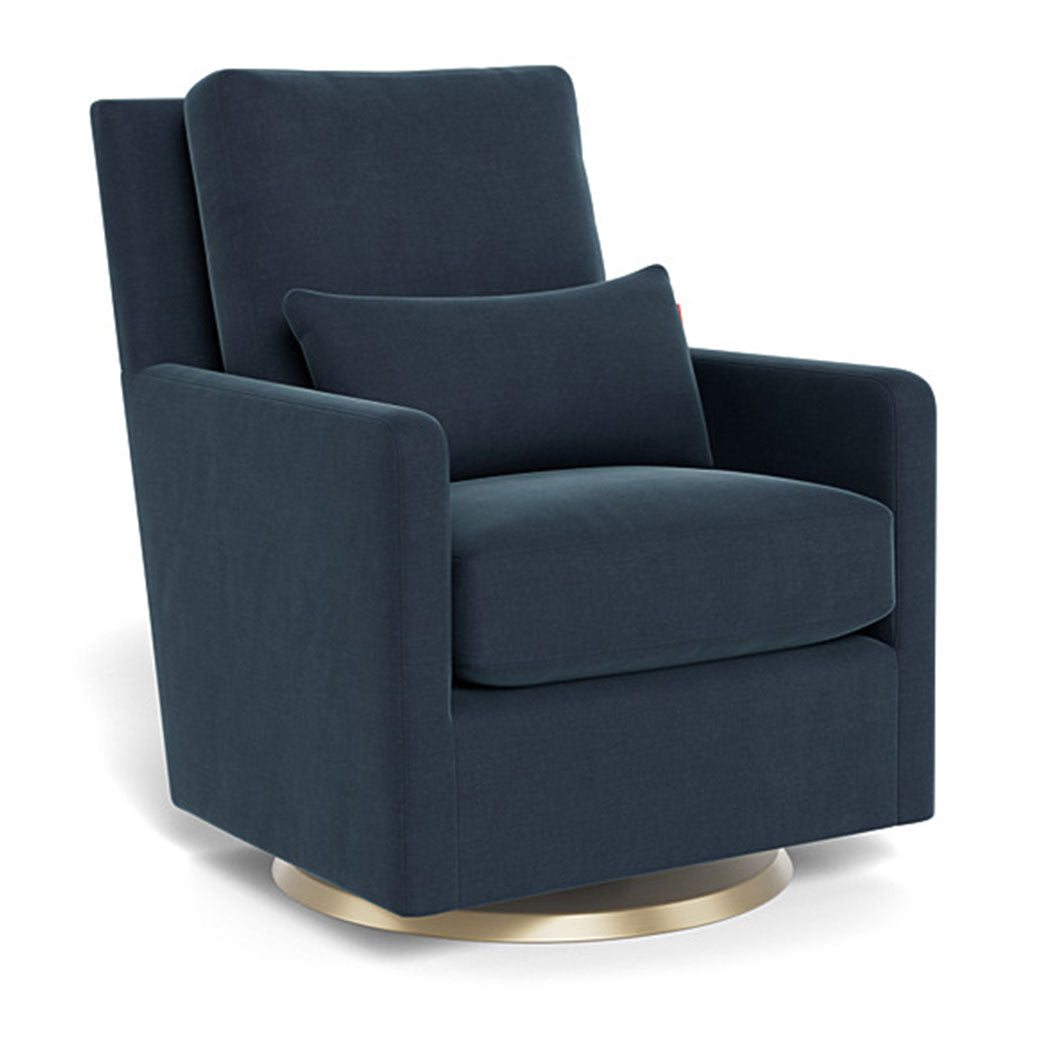 Monte Como Glider in -- Color_Midnight Blue Brushed Cotton-Linen _ Gold Swivel