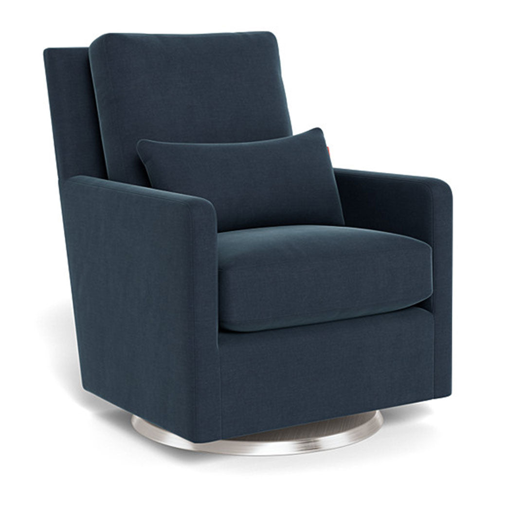 Monte Como Glider in -- Color_Midnight Blue Brushed Cotton-Linen _ Stainless Steel Swivel