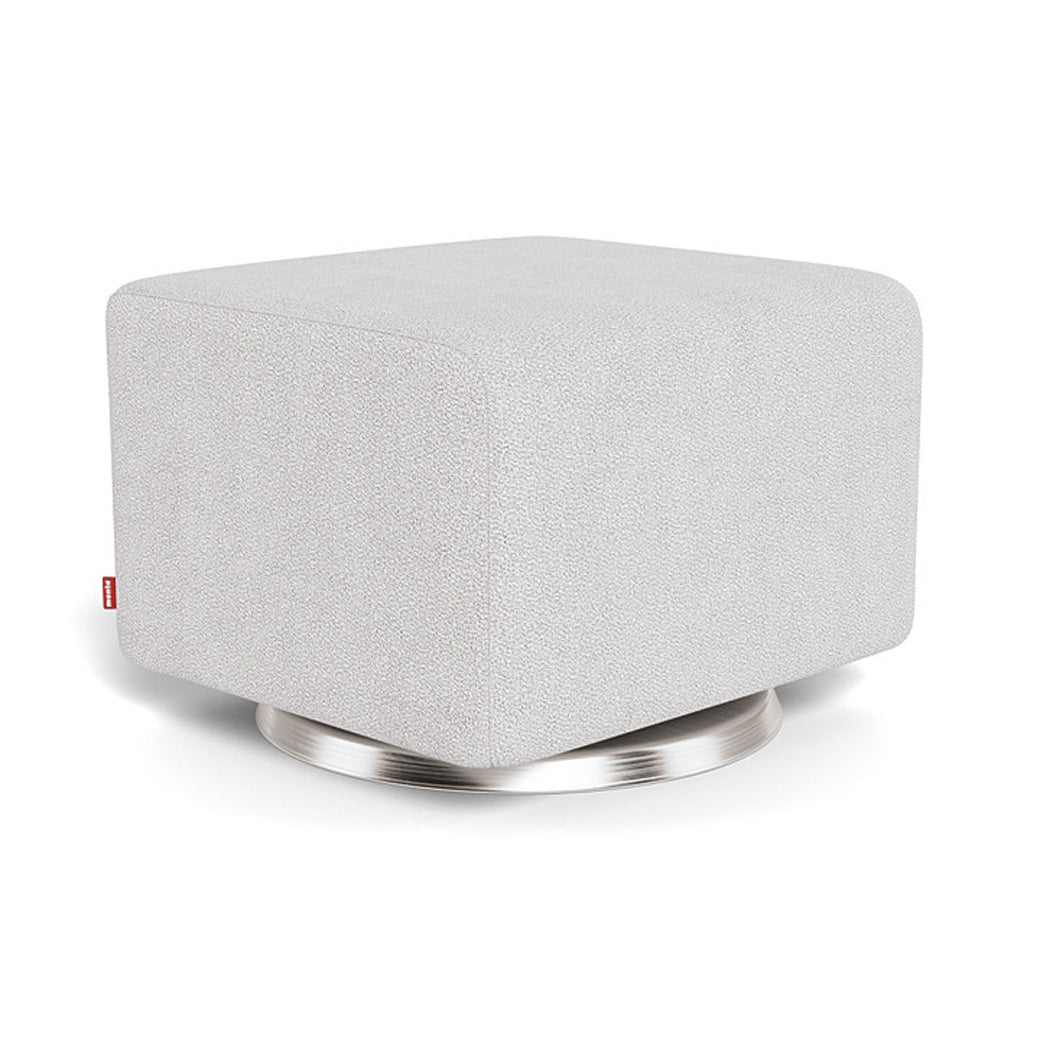 Monte Como Ottoman in -- Color_Dove Grey Boucle _ Stainless Steel Swivel