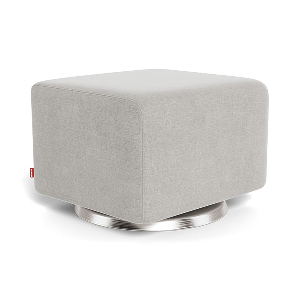 Monte Como Ottoman in -- Color_Smoke Brushed Cotton-Linen _ Stainless Steel Swivel