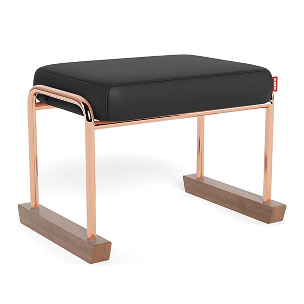 Monte Jackson Ottoman in -- Color_Black Enviroleather _ Rose Gold Copper