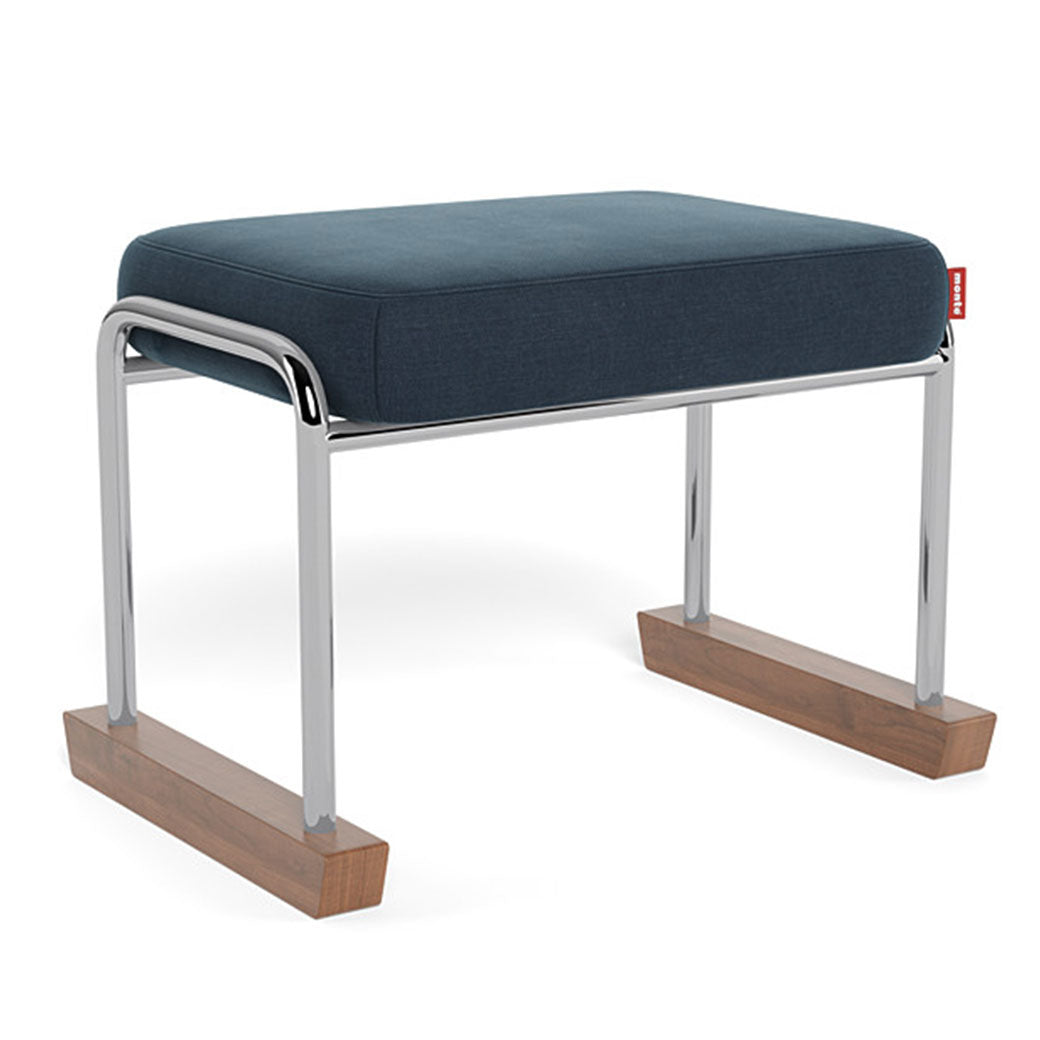 Monte Jackson Ottoman in -- Color_Midnight Blue Brushed Cotton-Linen _ Chrome