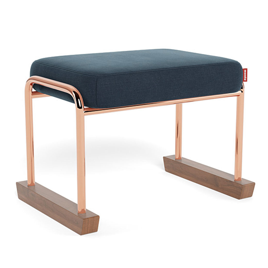 Monte Jackson Ottoman in -- Color_Midnight Blue Brushed Cotton-Linen _ Rose Gold Copper