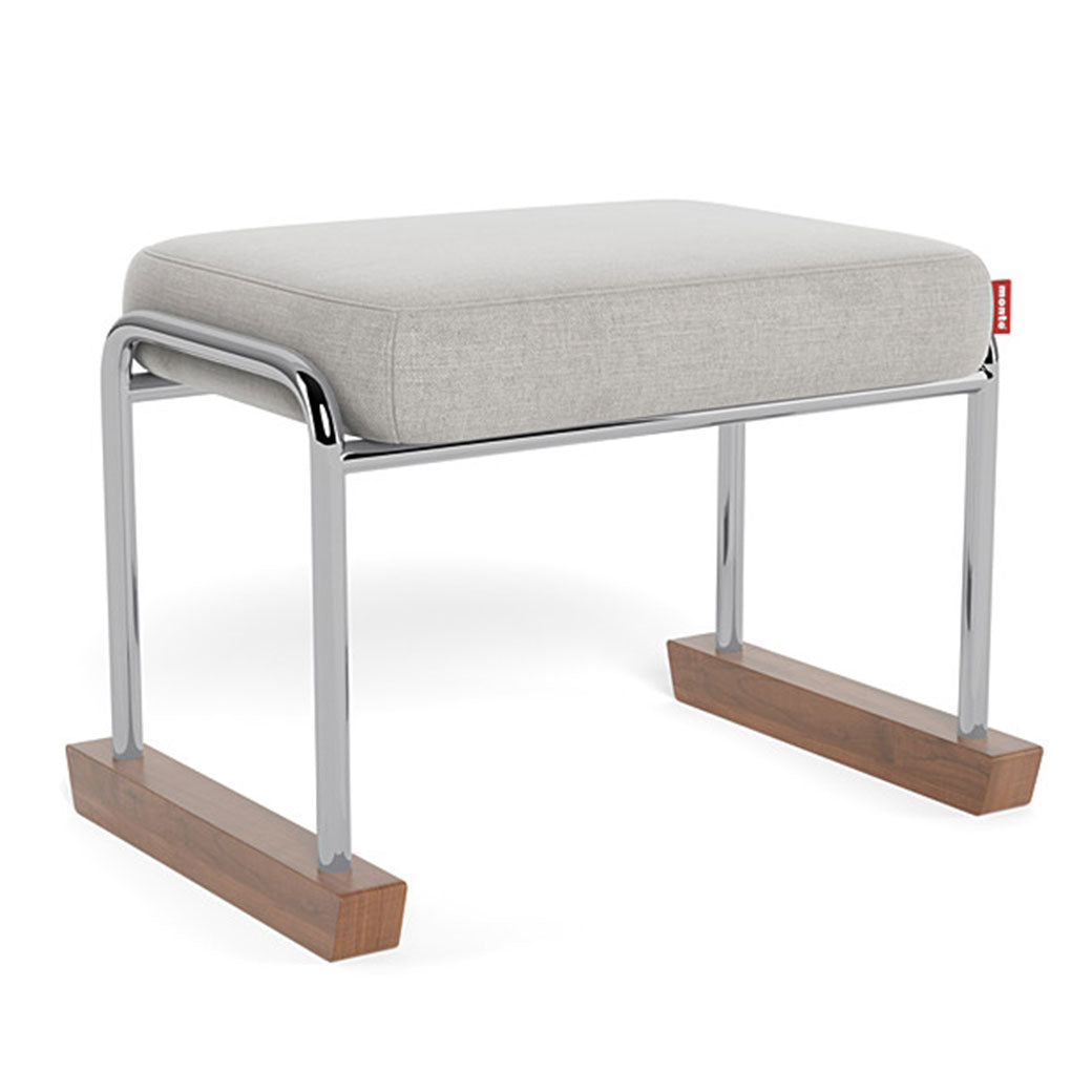 Monte Jackson Ottoman in -- Color_Smoke Brushed Cotton-Linen _ Chrome