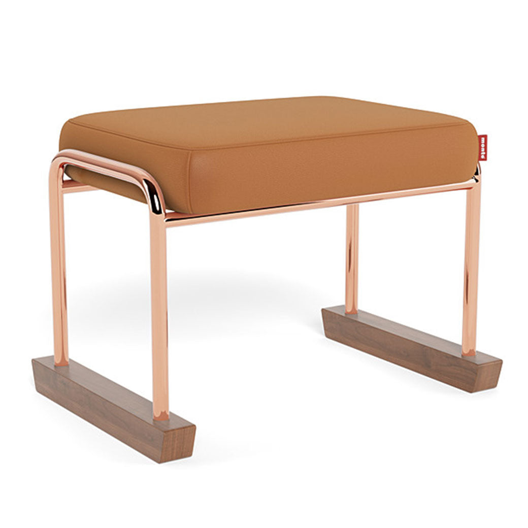 Monte Jackson Ottoman in -- Color_Tan Enviroleather _ Rose Gold Copper