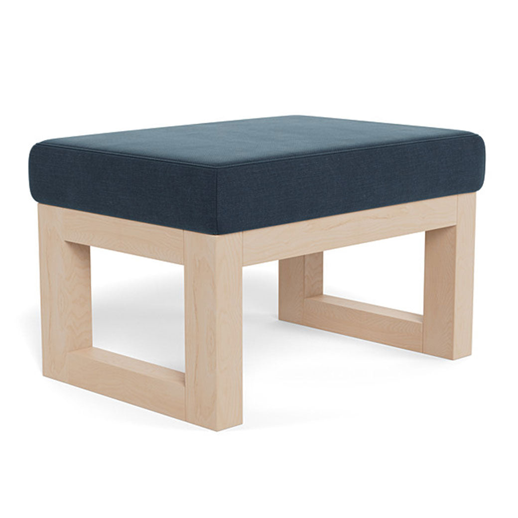 Monte Joya Ottoman in -- Color_Midnight Blue Brushed Cotton-Linen _ Clear Maple