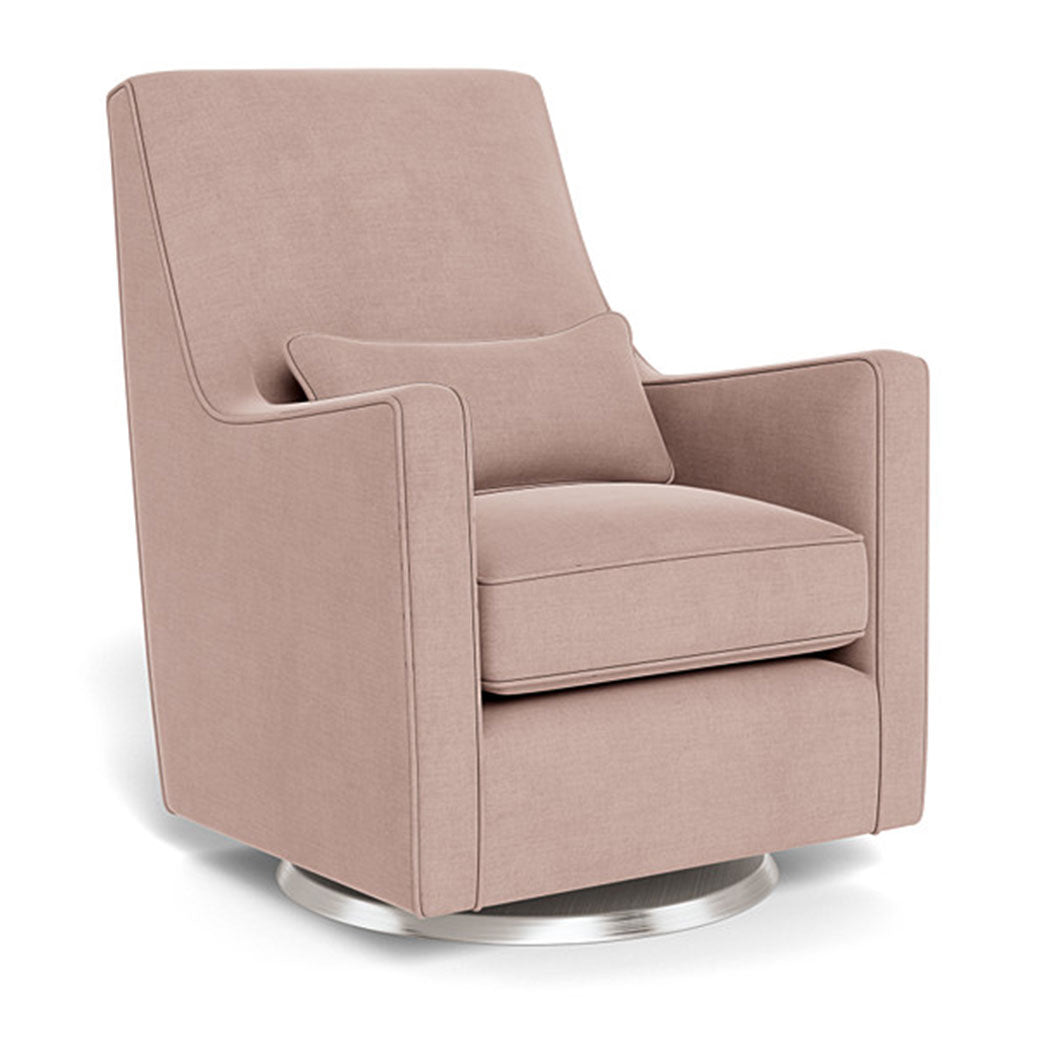Monte Luca Glider in -- Color_Blush Brushed Cotton-Linen _ Stainless Steel Swivel