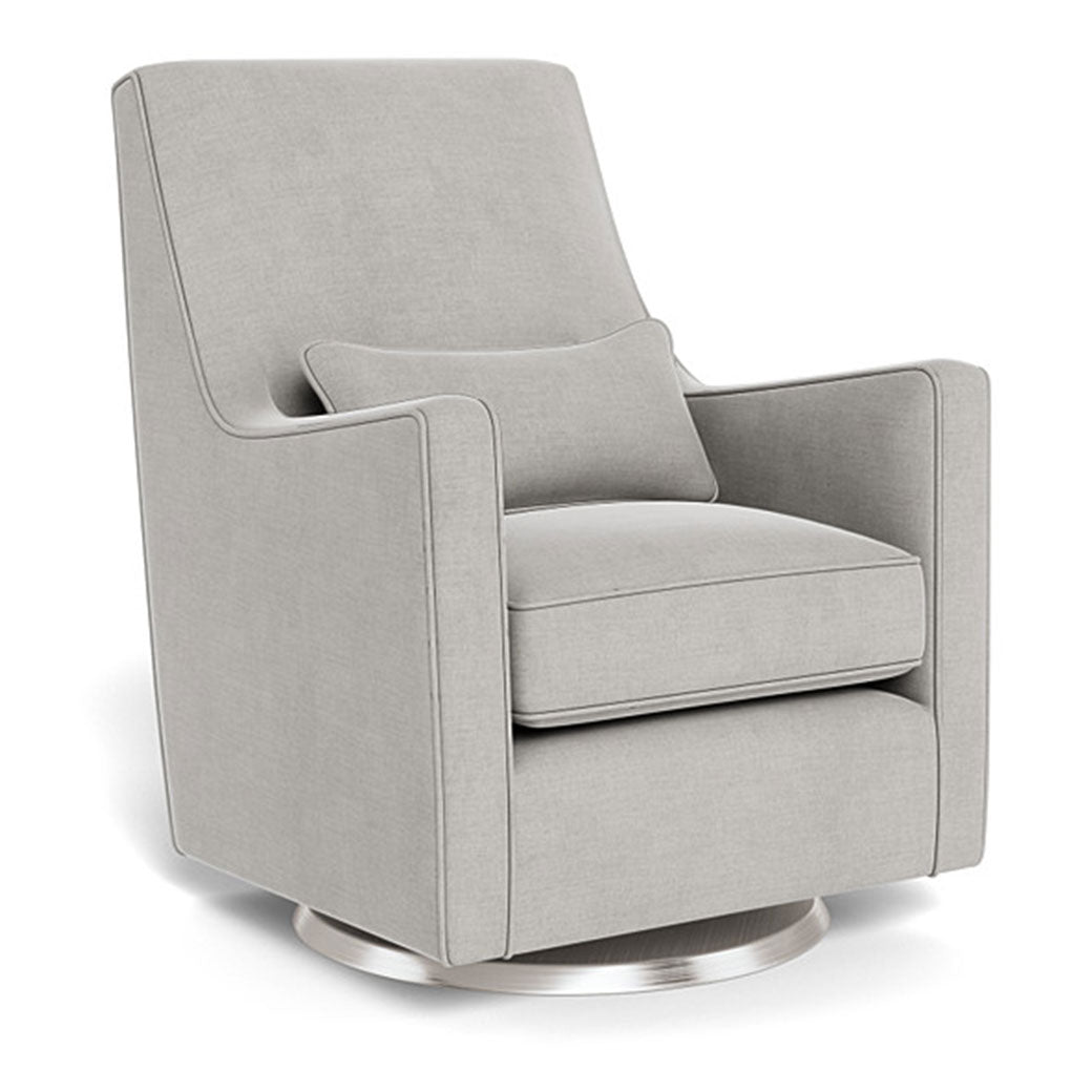 Monte Luca Glider in -- Color_Smoke Brushed Cotton-Linen _ Stainless Steel Swivel