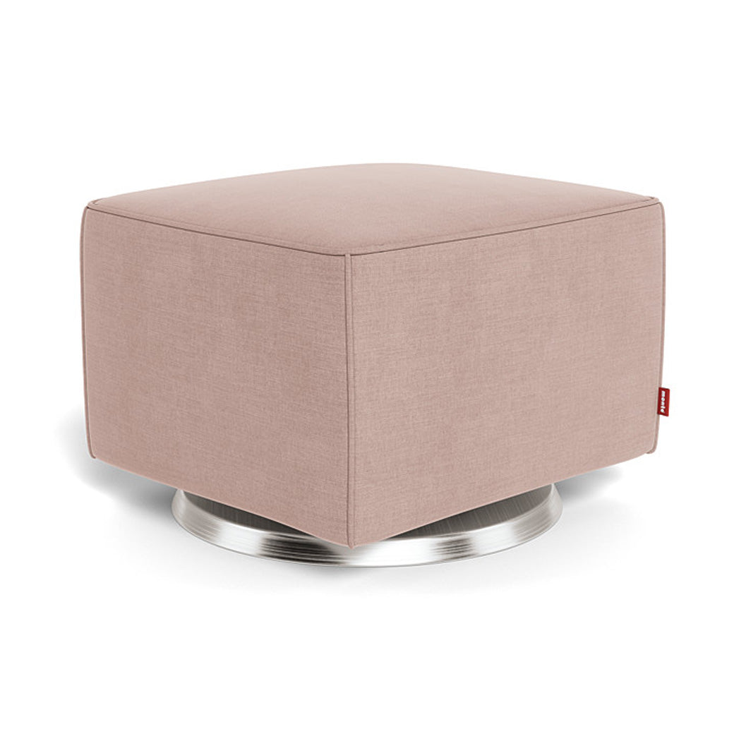 Monte Luca Ottoman in -- Color_Blush Brushed Cotton-Linen _ Stainless Steel Swivel