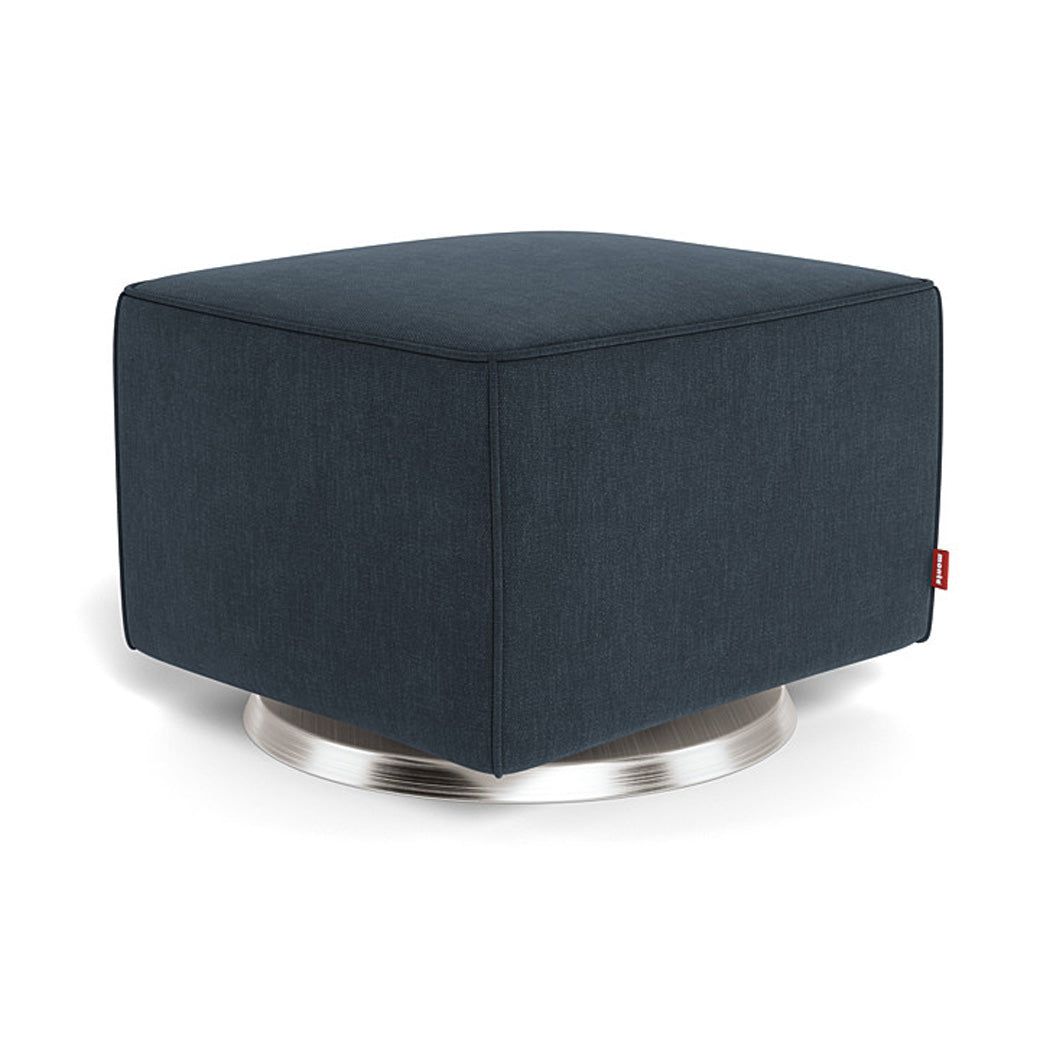 Monte Luca Ottoman in -- Color_Deep Navy _ Stainless Steel Swivel