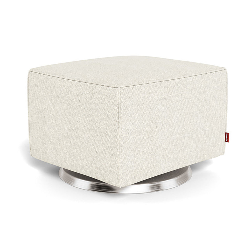 Monte Luca Ottoman in -- Color_Ivory Boucle _ Stainless Steel Swivel