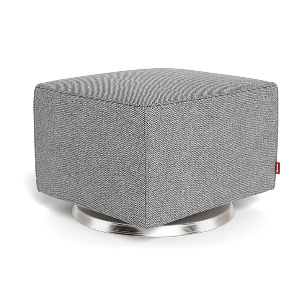 Monte Luca Ottoman in -- Color_Performance Pepper Grey _ Stainless Steel Swivel