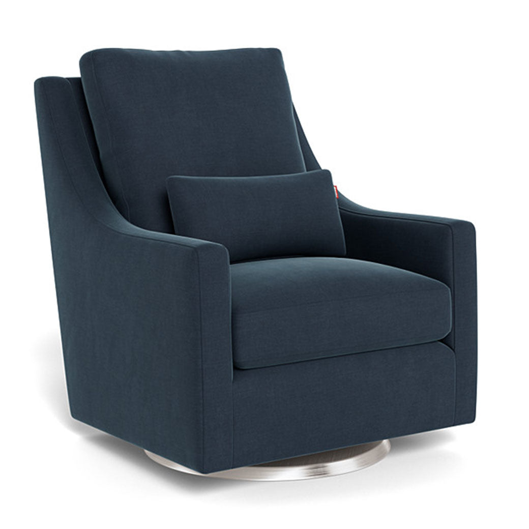 Monte Vera Glider in -- Color_Midnight Blue Brushed Cotton-Linen _ Stainless Steel Swivel