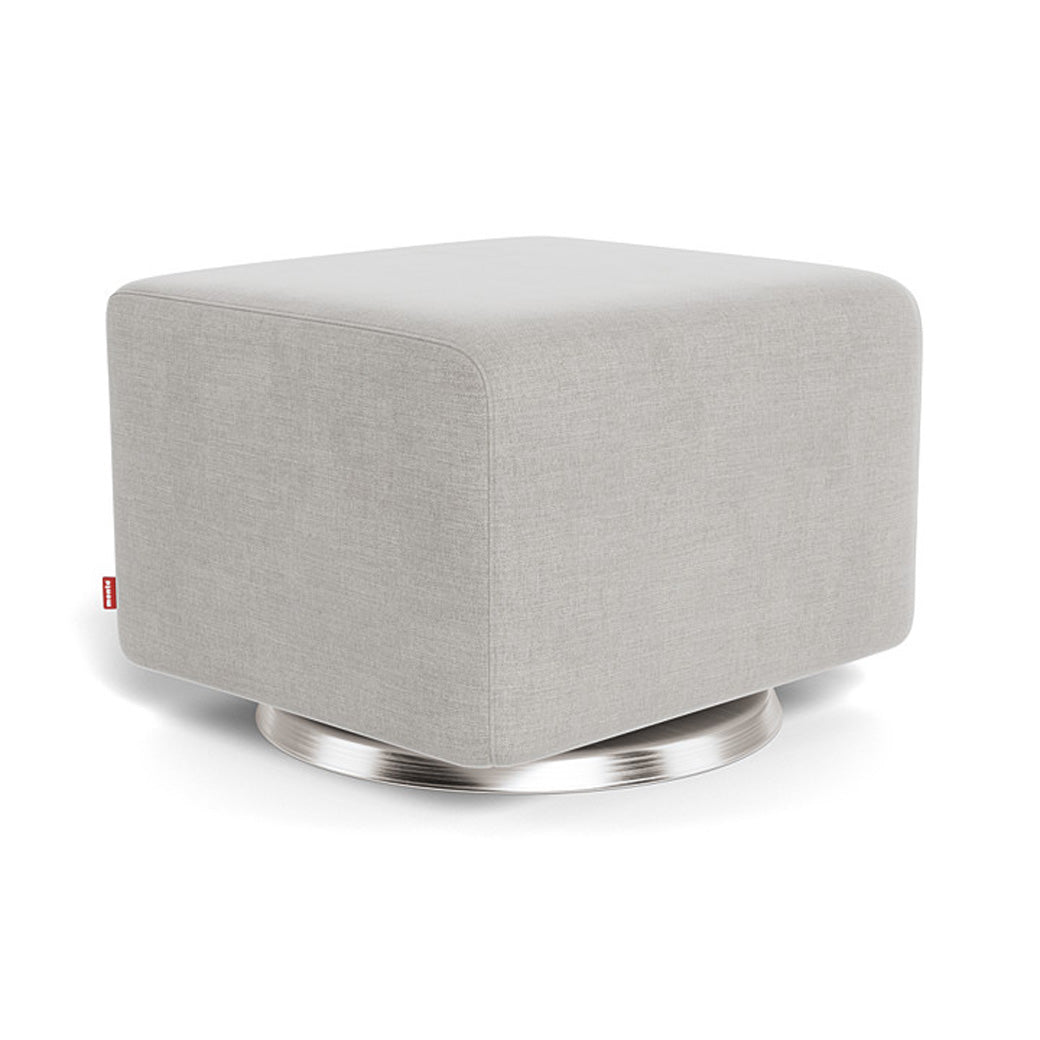 Monte Vera Ottoman in -- Color_Smoke Brushed Cotton-Linen _ Stainless Steel Swivel