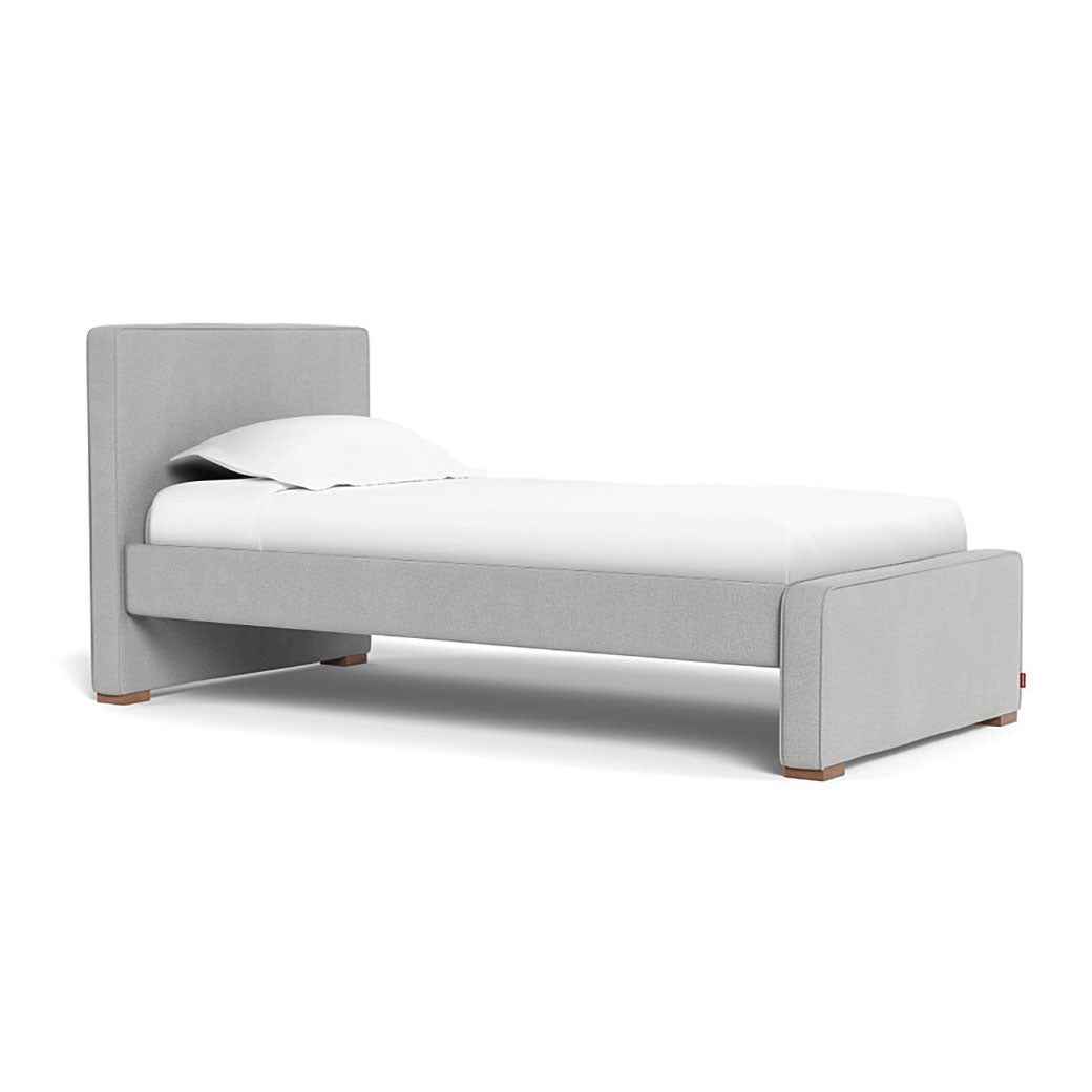 Monte Dorma Bed with high headboard and low footboard in -- Color_Cloud Grey Weave _ High _ Low