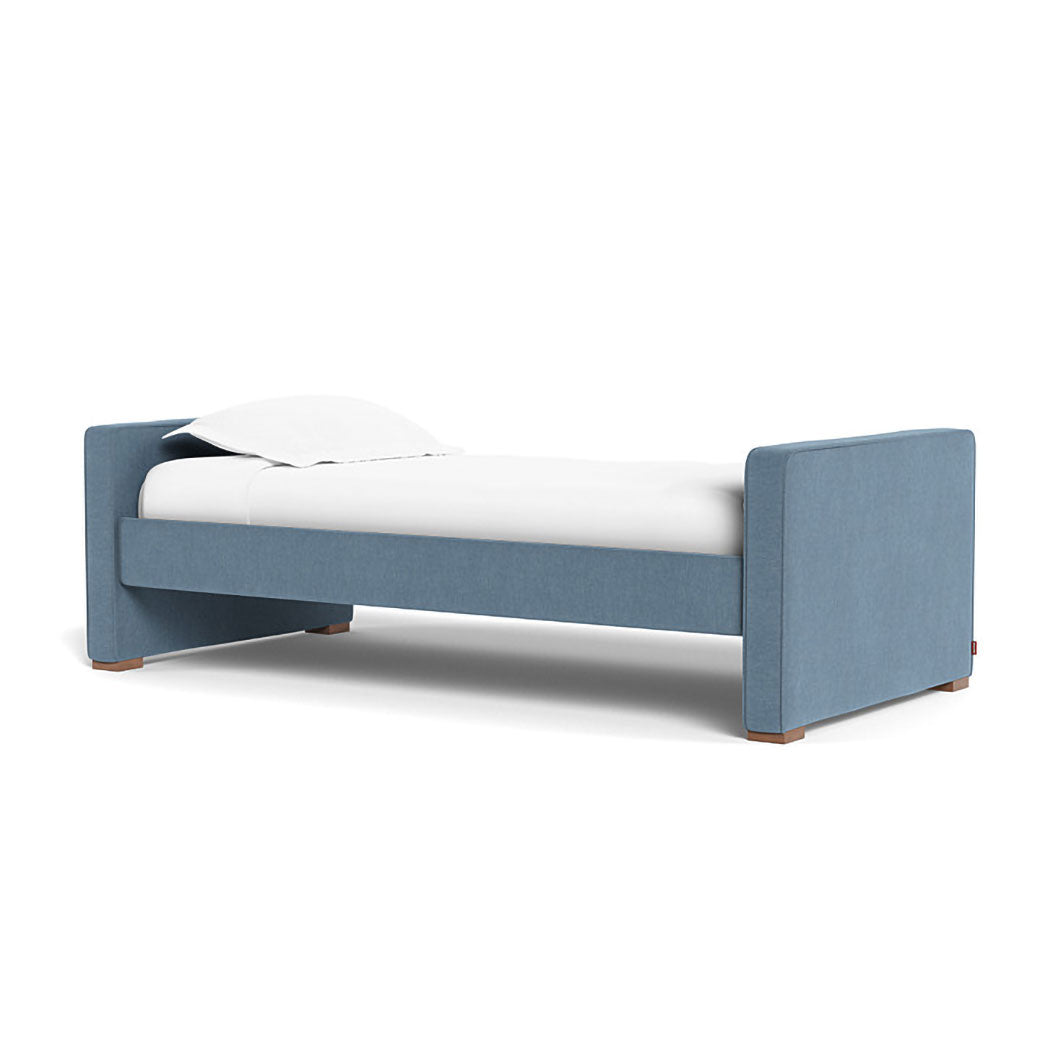 Monte Dorma Bed with low headboard and high footboard in -- Color_Performance Heathered Denim Blue _ Low _ High