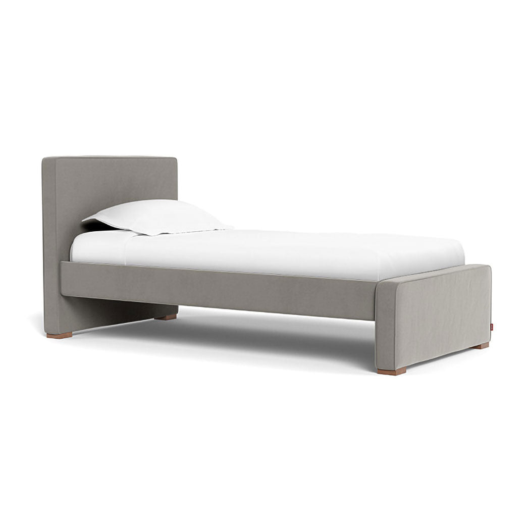 Monte Dorma Bed with high headboard and low footboard in -- Color_Mineral Grey Velvet _ High _ Low