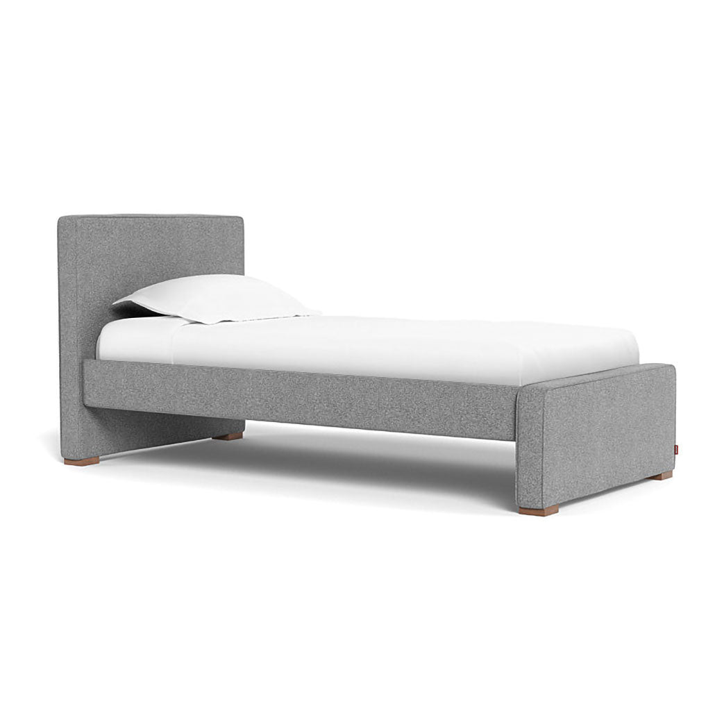 Monte Dorma Bed with high headboard and low footboard in -- Color_Pepper Grey Weave _ High _ Low