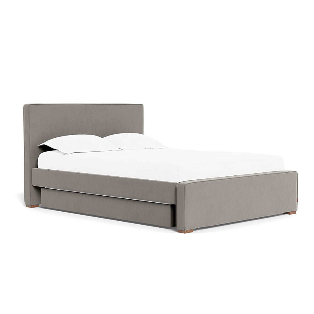 Left side of Monte Dorma Queen/King Bed in -- Color_Mineral Grey Velvet _ 1 Trundle Bed
