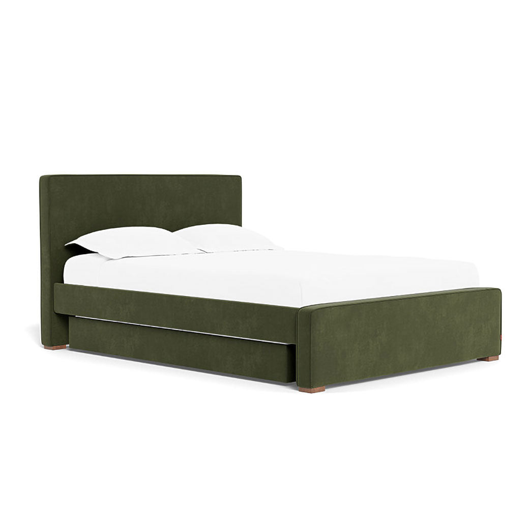 Left side of Monte Dorma Queen/King Bed in -- Color_Moss Green Velvet _ 1 Trundle Bed