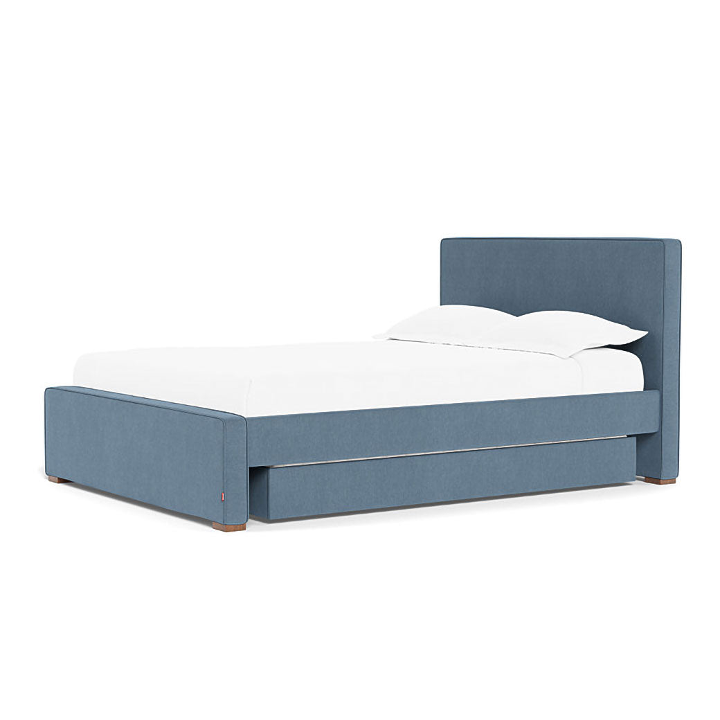 Right side of Monte Dorma Queen/King Bed in -- Color_Performance Heathered Denim Blue _ 2 Trundle Beds