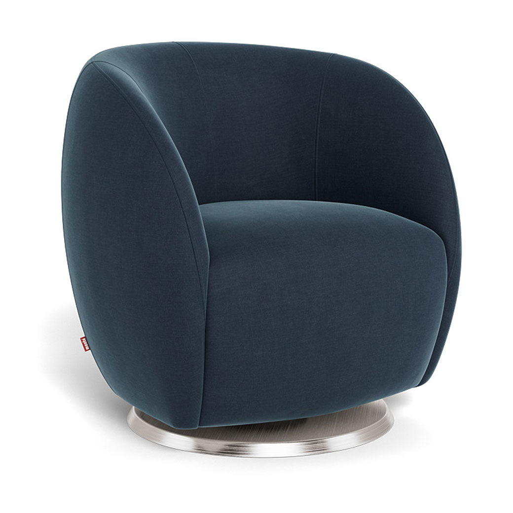 Monte Gem Glider in -- Color_Midnight Blue Brushed Cotton-Linen _ Stainless Steel Swivel