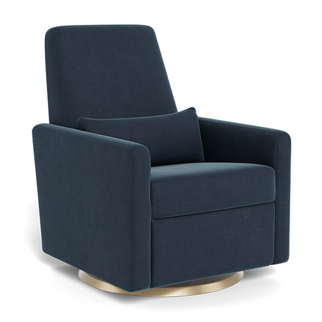 Monte Grano Glider Recliner in -- Color_Midnight Blue Brushed Cotton-Linen _ Gold Swivel