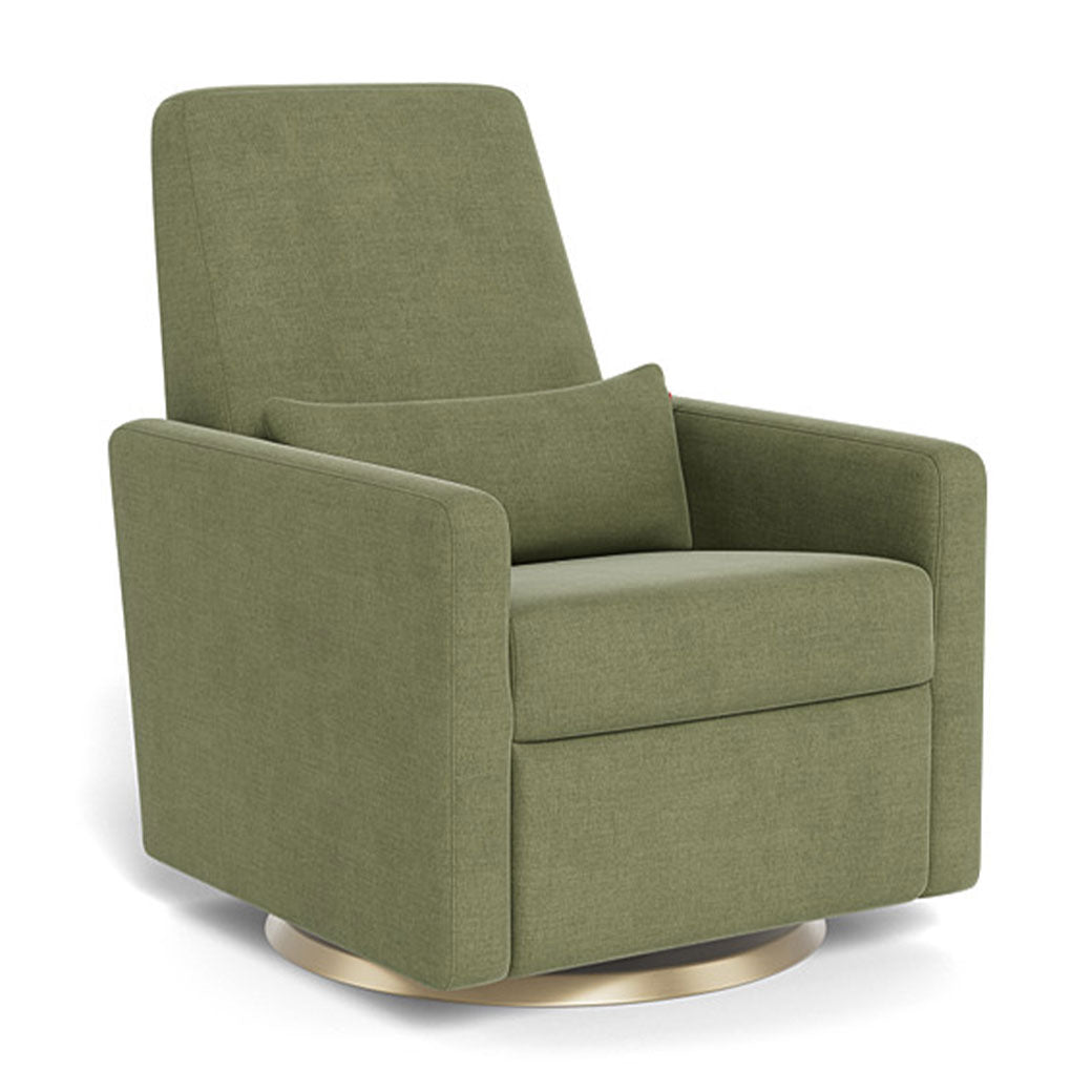 Monte Grano Glider Recliner in -- Color_Olive Green Brushed Cotton-Linen _ Gold Swivel