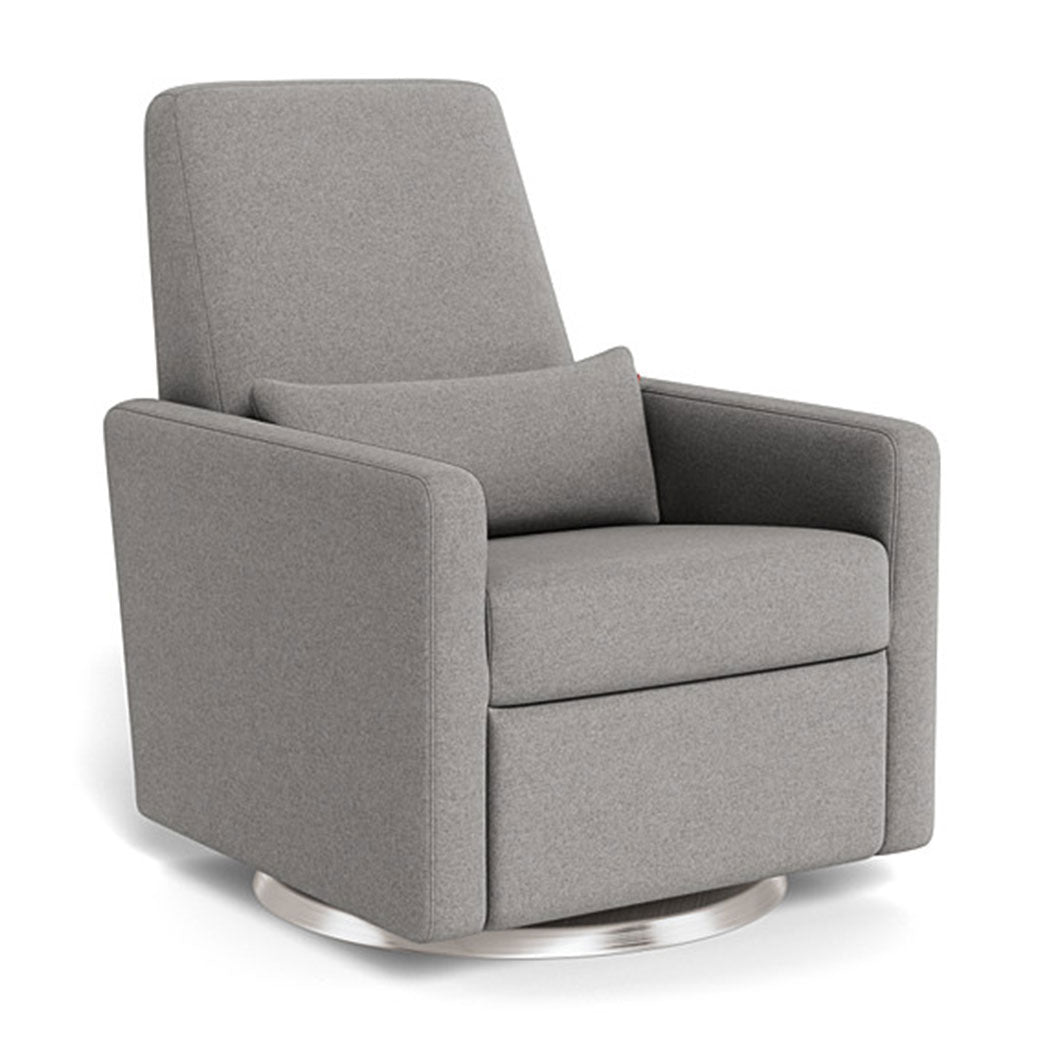 Monte Grano Glider Recliner in -- Color_Light Grey Wool _ Stainless Steel Swivel