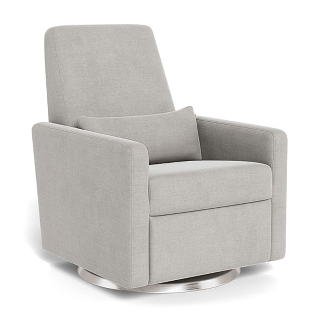 Monte Grano Glider Recliner in -- Color_Smoke Brushed Cotton-Linen _ Stainless Steel Swivel