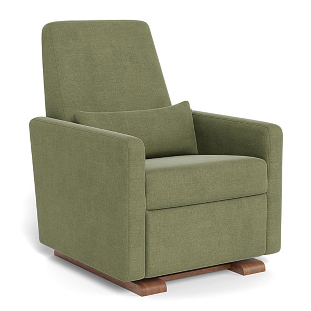 Monte Grano Glider Recliner in -- Color_Olive Green Brushed Cotton-Linen _ Walnut